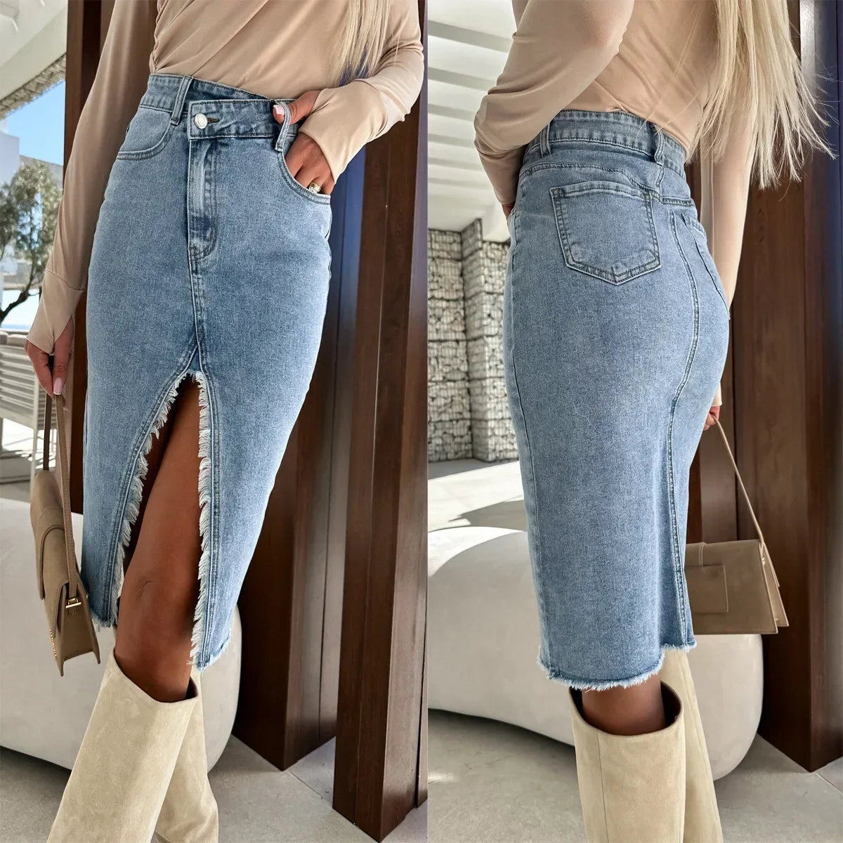 Clary - Jeans Blue Maxi Spring for Women