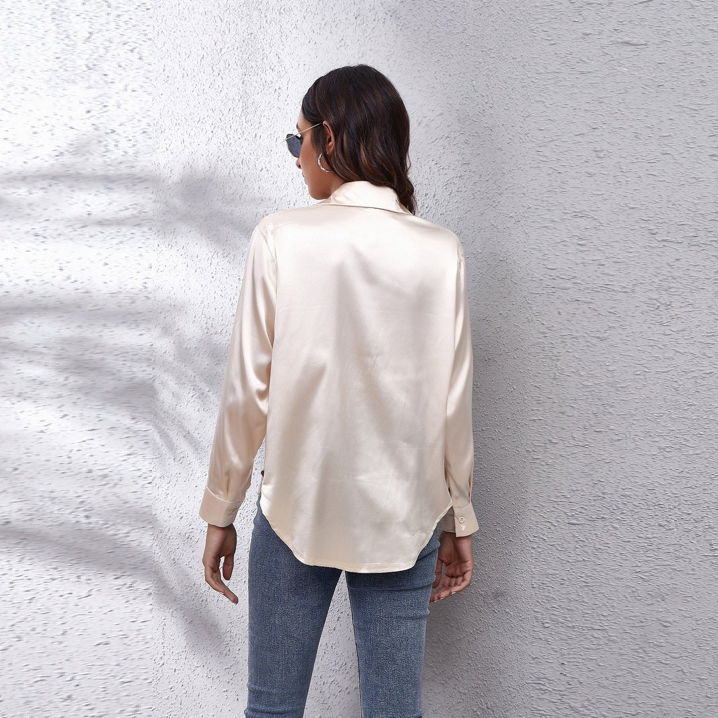 Alva - Long Sleeve Satin Blouse for Women - for Spring and Summer