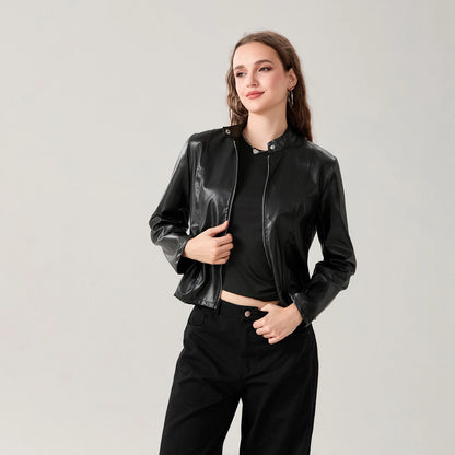 Carla - Slim Leather Jacket for Women - for every Season