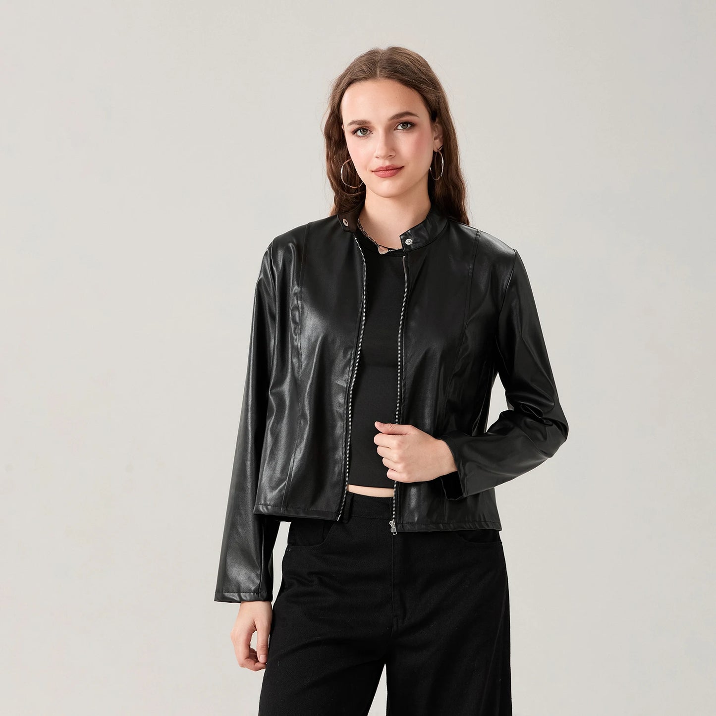 Carla - Slim Leather Jacket for Women - for every Season