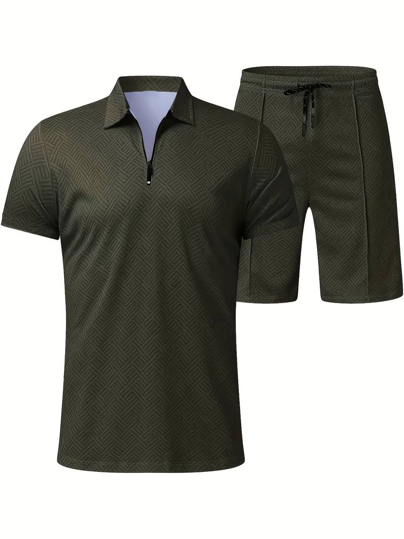 David - Zip Polo Set - Shirt and Shorts for Men - for Spring and Summer